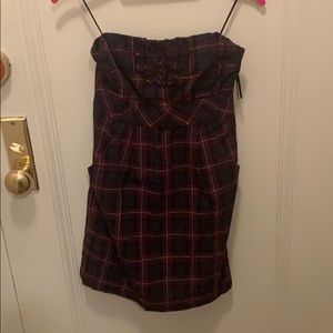 Excellent condition plaid strapless dress w pocket